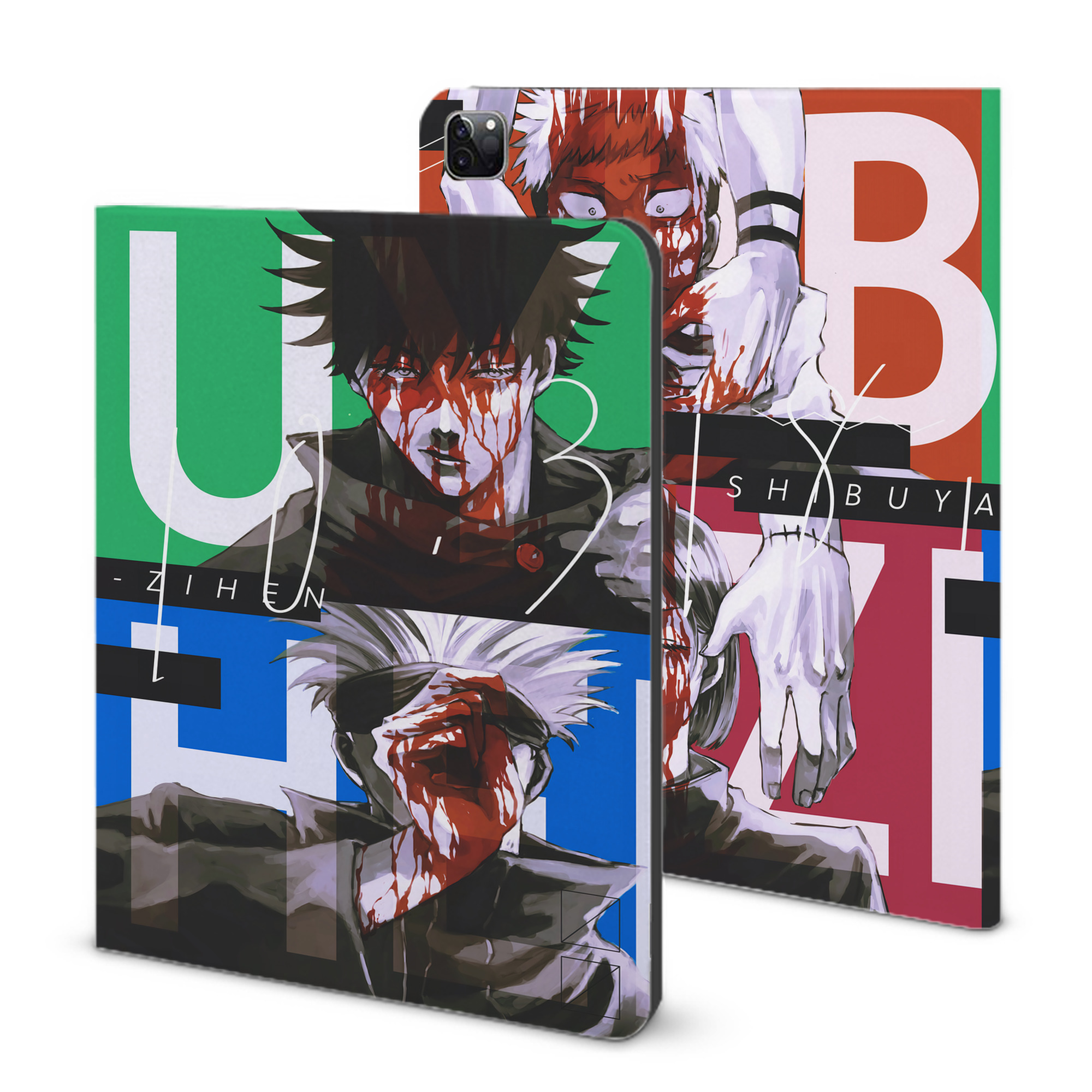 （画像用） 呪術廻戦 Jujutsu Kaisen IPad ケース ブック型 PUレザー TPU 耐衝撃 軽量 薄型 ペン収納なし 全面保護 IPad 各モデル対応